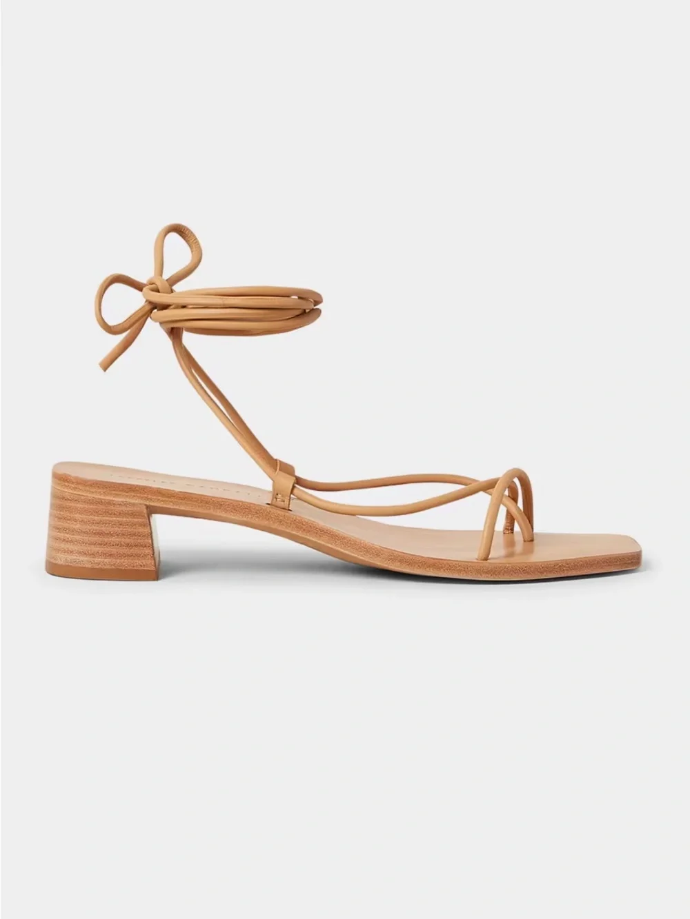 Loeffler Randall Tan Lace-Up Strappy Block Heel Sandal